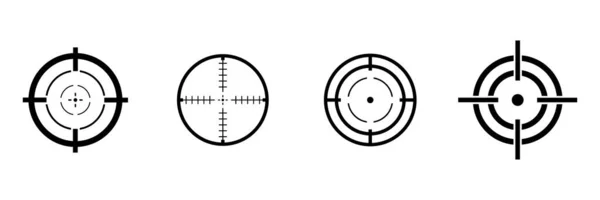 Icône Destination Cible Définie Visez Groupe Tir Sniper Focus Curseur — Image vectorielle