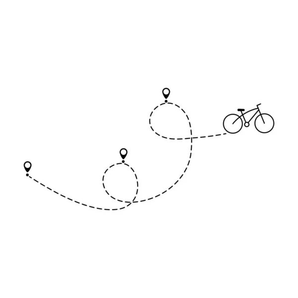 Kilometraje Bicicleta Con Punto Inicio Bicicleta Ruta Símbolo Destino Vector — Archivo Imágenes Vectoriales