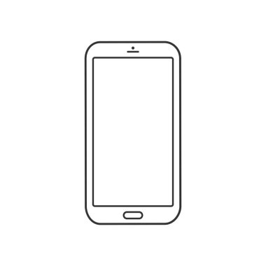 Cep telefonu hattı simgesi. Basit bir akıllı telefon ana hatları sembolü. Beyaz arkaplanda izole edilmiş vektör