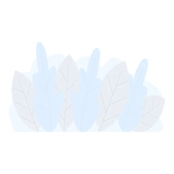 Листья Синий Фон Современные Модные Светлые Растения Фон Векторная Плоская — стоковый вектор
