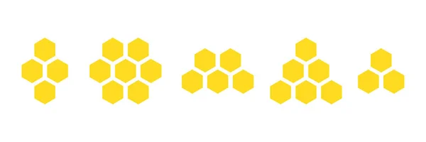 Honeycomb Shape Collection Hexagon Different Elements Set Sweet Food Symbol — ストックベクタ