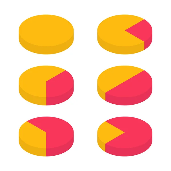 Isometric Diagrams Different Heights Set Pie Chart Infographic Collection Statistics — Vector de stock