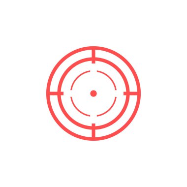 Hedef kırmızı simge. İmleç işaretini odakla. Nişan al ve ateş et. Vektör beyazda izole edildi