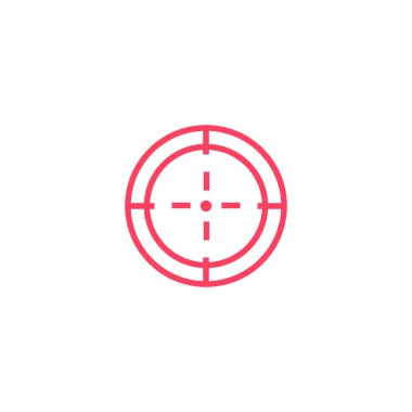 Hedef kırmızı simge. İmleç işaretini odakla. Nişan al ve ateş et. Vektör beyazda izole edildi