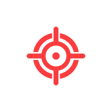 Hedef kırmızı simge. İmleç işaretini odakla. Nişan al ve ateş et. Vektör beyazda izole edildi