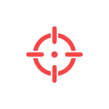 Hedef kırmızı simge. İmleç işaretini odakla. Nişan al ve ateş et. Vektör beyazda izole edildi