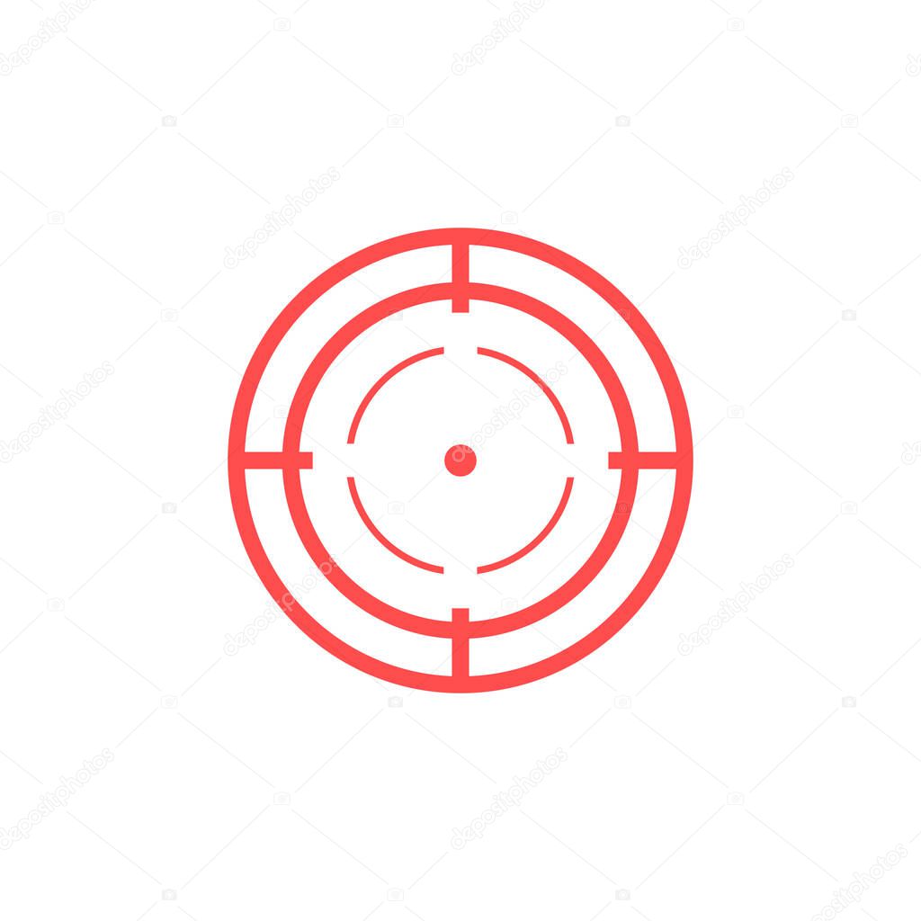 Target red icon. Focus cursor bull eye mark. Aim sniper shoot. Vector isolated on white