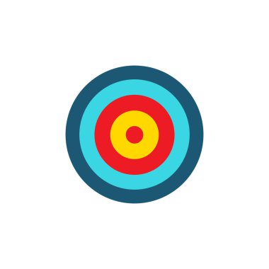 Renkli simgeyi hedef al. Gol sembolü. Pazarlama ya da iş amaçlı. Vektör illüstrasyonu beyazda izole edildi