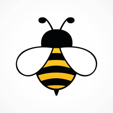 Şirin bir arı karakteri. Büyük kanatlı çizgi film arısı. Vektör beyazda izole edildi