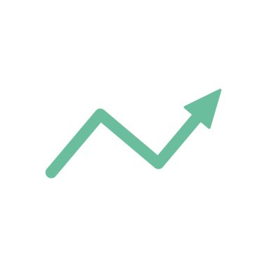 Ok işaretini arttır. Yeşil yükselen ok simgesi. İş başarısı konsepti. Vektör beyazda izole edildi.