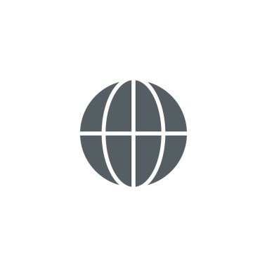 Dünya ikonu. Dünya çapında web şekli sembolü. Web Gezegeni işareti. İnternet görüntüleme programı. Vektör illüstrasyonu beyazda izole edildi