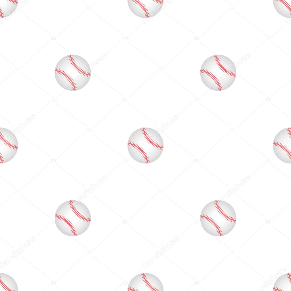 Seamless pattern with baseball balls. Baseball pattern white background. Sport design for wrapping paper backs. Vector illustration. 