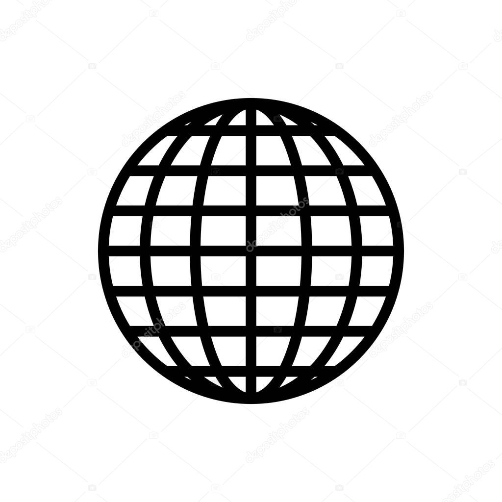 Globe icon. World wide web outline symbol. Planet sign. Internet pictogram. Vector illustration isolated on white