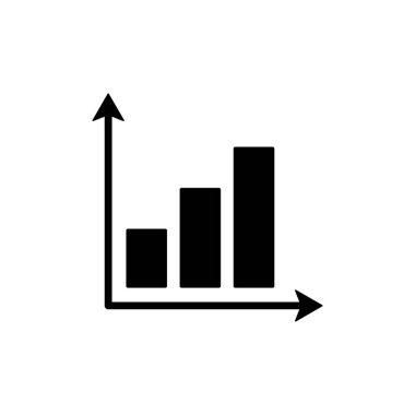 Grafik çizelgesi simgesi. Büyüyen siyah grafik taslağı. Vektör illüstrasyonu beyazda izole edildi. 