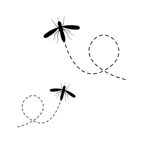 Muggenvlieg Icoon Muggen Vliegen Een Stippelroute Bloedzuiger Insect Vector Illustratie — Stockvector