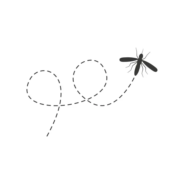 Muggenvlieg Icoon Muggen Vliegen Een Stippelroute Bloedzuiger Insect Vector Illustratie — Stockvector