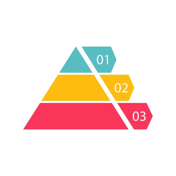Pyramid Infographic Template Colorful Levels Triangle Data Segments Color Hierarchy — Vettoriale Stock