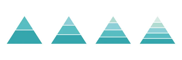 Pyramid Infographic Blue Set Triangle Hierarchy Data Segments Collection Vector — Image vectorielle