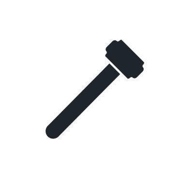 Çekiç simgesi. Siyah hummer siluet. Tamir aleti. Vektör illüstrasyonu beyazda izole edildi.