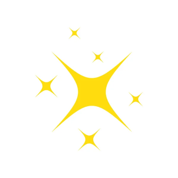 黄星闪耀的图标集 闪闪发光的星光收集 新闪光装饰象形文字 在白色上隔离的病媒 — 图库矢量图片