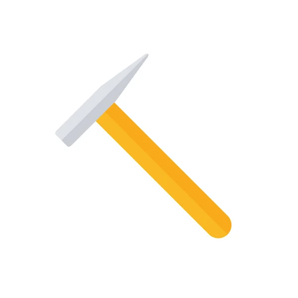 Hammer Flat Icon Yellow Hummer Symbol Work Repair Tool Vector — ストックベクタ