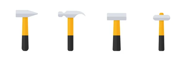Hammer Icon Set Black Yellow Hummer Collection Flat Style Work — Archivo Imágenes Vectoriales