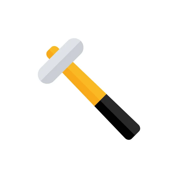 Hammer Flat Icon Yellow Hummer Symbol Work Repair Tool Vector — Vettoriale Stock