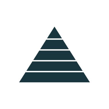 5 grafikli piramit bilgi şablonu. İş konsepti. Kara Üçgen veri segmentleri. Hiyerarşi tasarım grafik ögesi. Vektör illüstrasyonu beyazda izole edildi.