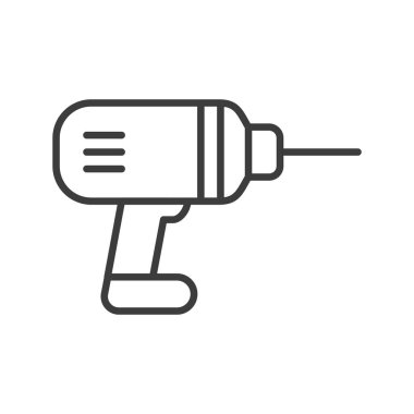 Tornavida çizgisi simgesi. Elektrikli matkap ana hatları. Piktogramı onar. Vektör beyazda izole edildi.