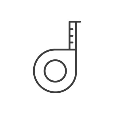 Rulet inşaat çizgisi ikonu. Ana hatları ölçün. Vektör çizimi izole edildi