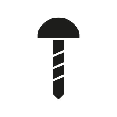 Kendini tıklatan vida ikonu. Siyah siluet piktogramı onarıp inşa edin. Vektör beyazda izole edildi.