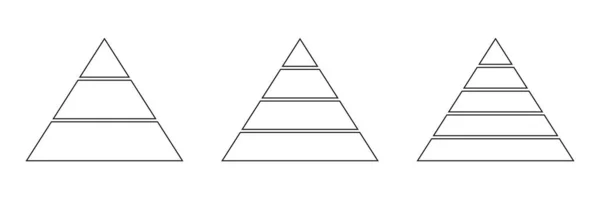 Набір Пірамід Інфографіки Трикутники Контурні Рівнями Ієрархія Розробляє Графічні Елементи — стоковий вектор