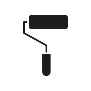 Boya silindiri ikonu. Siyah siluet onarımı ve inşa edilmiş bir iş aleti. Vektör beyazda izole edildi.