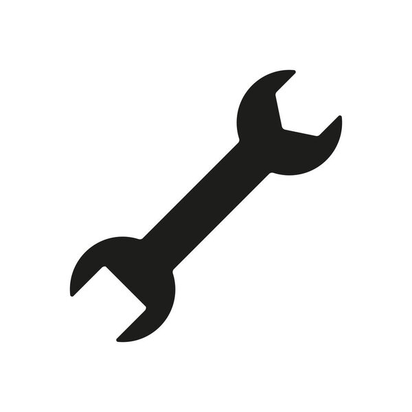 Значок ключа. Ремонтируйте пиктограмму черного силуэта. Вектор изолирован на белом.