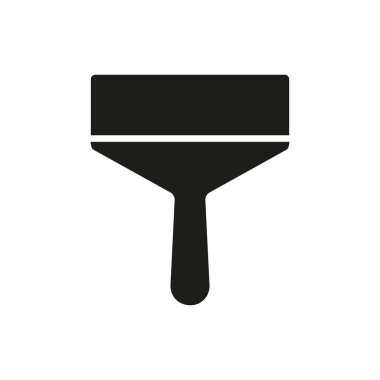 Kazıyıcı simgesi. Spatula ana hatlı mala çalışma aracı. Siyah siluet onarımı ve inşa edilmiş sembol. Vektör beyazda izole edildi.