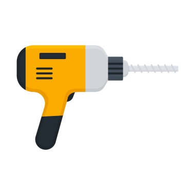 Tornavida simgesi. Elektrikli matkap turuncu. Tamir sembolü. Vektör beyazda izole edildi.