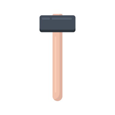 Çekiç yassı ikon. Ahşap hummer sembolü. Tamir aleti. Vektör illüstrasyonu beyazda izole edildi.