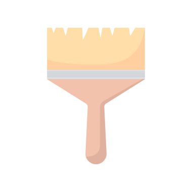 Boya fırçası düz simgesi. Ahşap saplı sanat aletini tamir et. Vektör beyazda izole edildi.