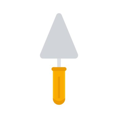 Turuncu saplı mala simgesi. Düz iş aleti. Vektör beyazda izole edildi