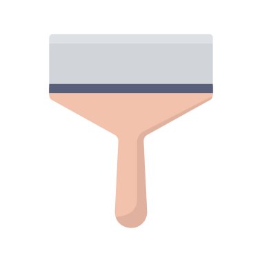 Tahta saplı kazıyıcı simgesi. Spatula mala çalışma aracı. Tamir ve inşa edilmiş sembol. Vektör beyazda izole edildi.