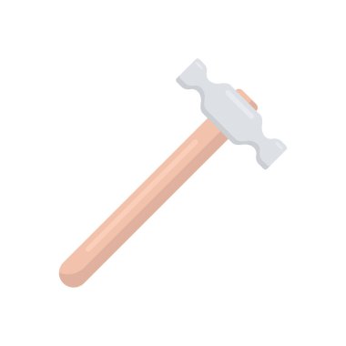 Çekiç yassı ikon. Ahşap hummer sembolü. Tamir aleti. Vektör illüstrasyonu beyazda izole edildi.