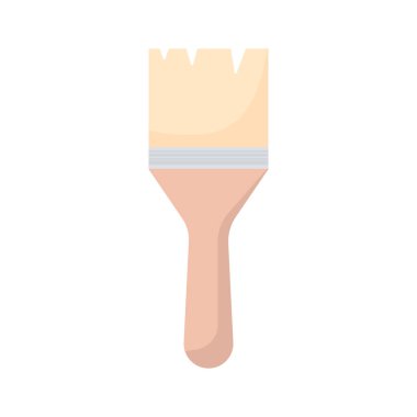 Boya fırçası düz simgesi. Ahşap saplı sanat aletini tamir et. Vektör beyazda izole edildi.