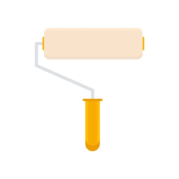 漆辊扁平图标 用橙色手柄修理和制造工作工具 在白色上隔离的病媒 — 图库矢量图片
