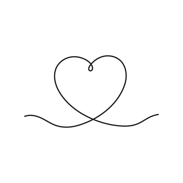 Ligne Art Coeur Continu Symbole Contour Amoureux Valentine Day Design — Image vectorielle