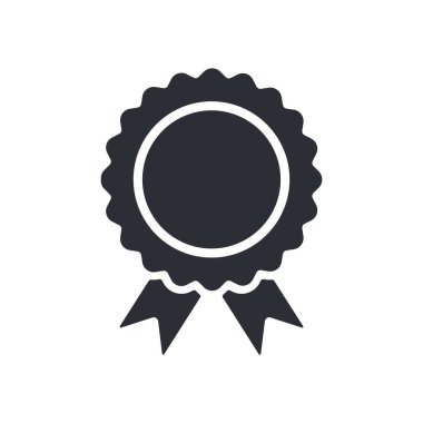 Ödül ikonu. Rozet madalya sembolü. Pictogram sertifikası. Onaylama işareti. Vektör illüstrasyonu beyazda izole edildi