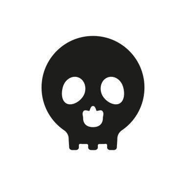 Kafatası simgesi. Tehlike işareti. Ölüm saçan siyah siluet sembolü. Vektör illüstrasyonu beyaz arkaplanda izole edildi