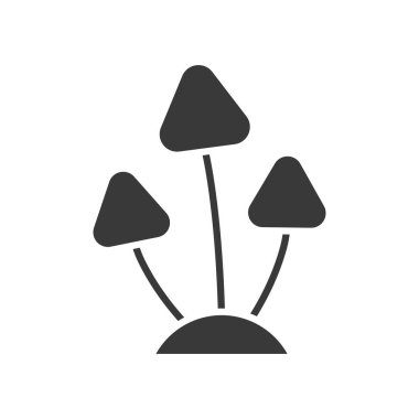 Mantar ikonu. Cadılar Bayramı partisi korku unsuru. Siyah mantar silueti. Vektör beyazda izole edildi