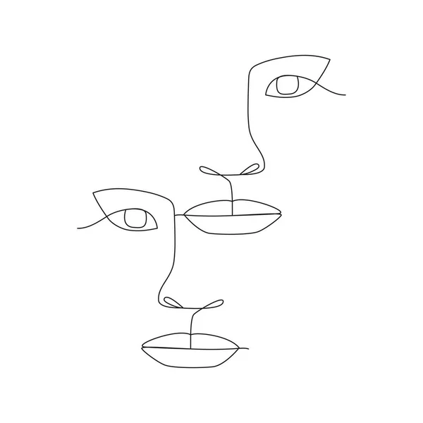 Uma Linha Contínua Mulher Desenho Rosto Arte Minimalista Retrato Linear — Vetor de Stock