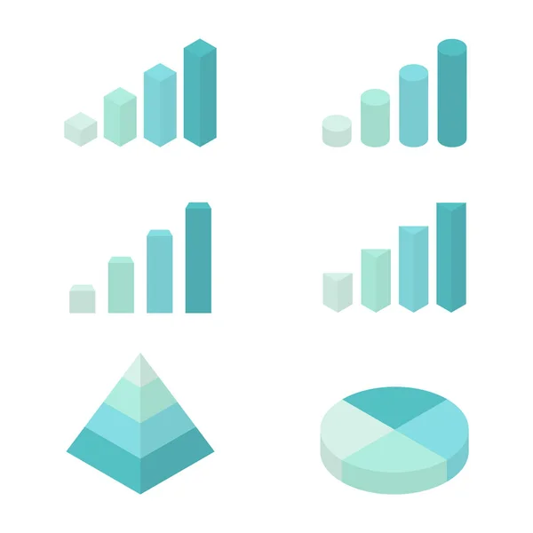 Business Blauwe Analyse Symbolen Voor Rapporten Presentaties Isometrische Grafiek Piramide — Stockvector