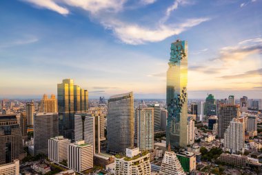 gün batımında Bangkok city